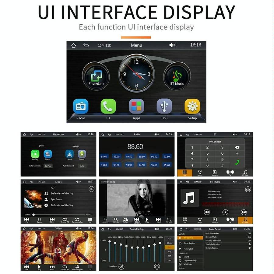 B5300 7 inch Wireless CarPlay Car Bluetooth MP5 Player, Support Mobile Phone Interconnection with...