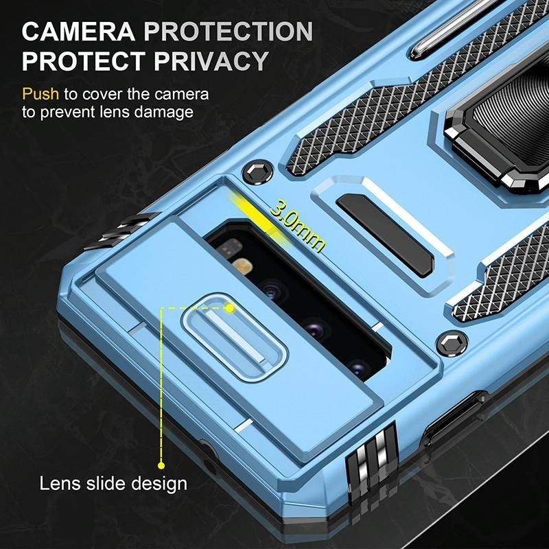 For Samsung Galaxy S10 Armor PC + TPU Camera Shield Phone Case(Light Blue)