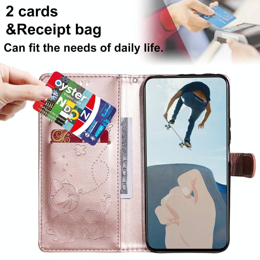 For Huawei Y9a Cat Bee Embossing Pattern Shockproof Horizontal Flip Leather Case with Holder & Ca...