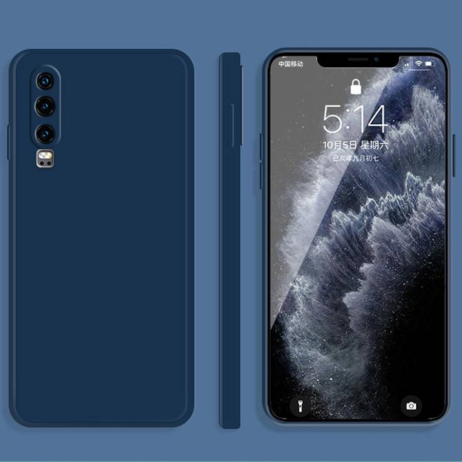 For Huawei P30 Solid Color Imitation Liquid Silicone Straight Edge Dropproof Full Coverage Protec...