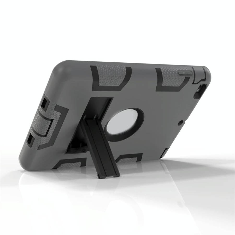 For iPad Mini 3 / 2 / 1 Shockproof PC + Silicone Protective Casewith Holder(Gray Black)