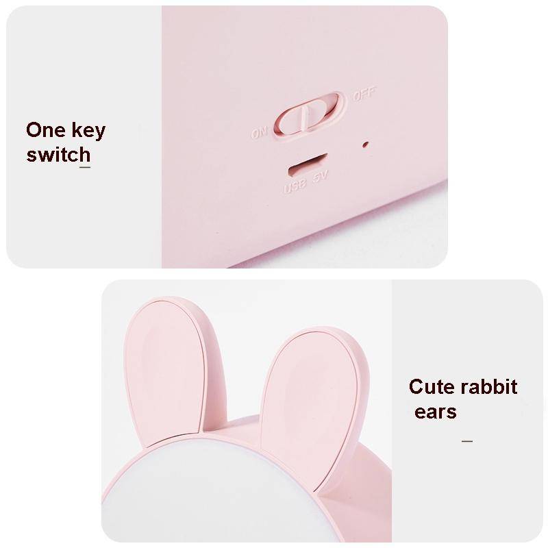 Cute Rabbit Night Light USB Charging Bedroom Bedside Sleeping Eye Protection Lamp(Pink)