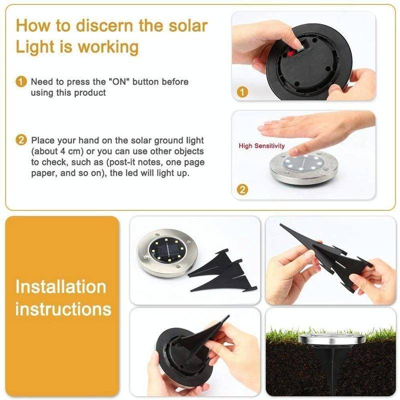 2 PCS 12 LEDs Solar Powered Buried Light Under Ground Lamp IP65 Waterproof Outdoor Garden Street ...