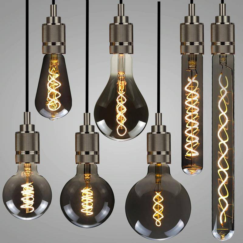 G125 Electroplating Smoke Grey Warm Light LED Bulb Retro Lamp