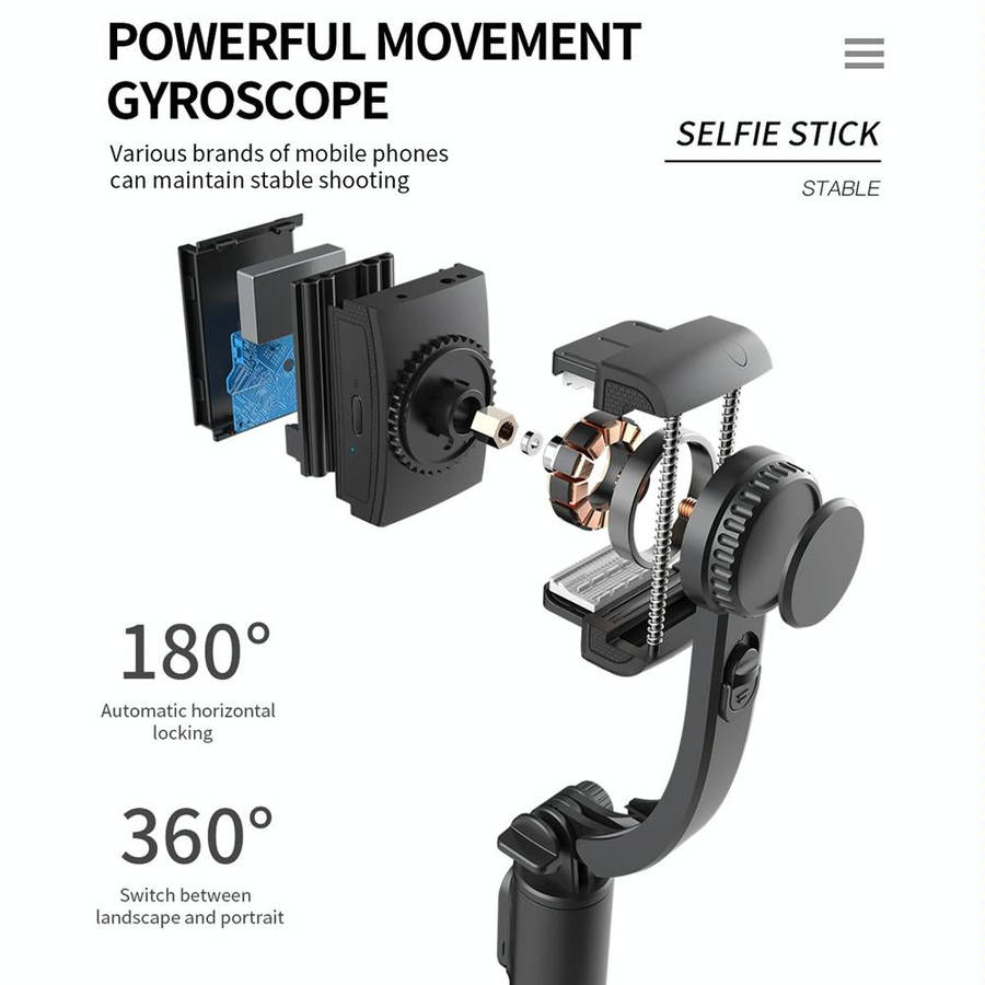 Q08 Gimbal Stabilizer Bluetooth Remote Control Tripod Selfie Stick (White)