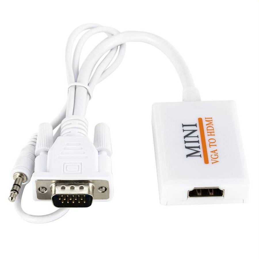 VGA + Audio to Full HD 1080P HDMI Video Converter Box Adapter for HDTV(White)