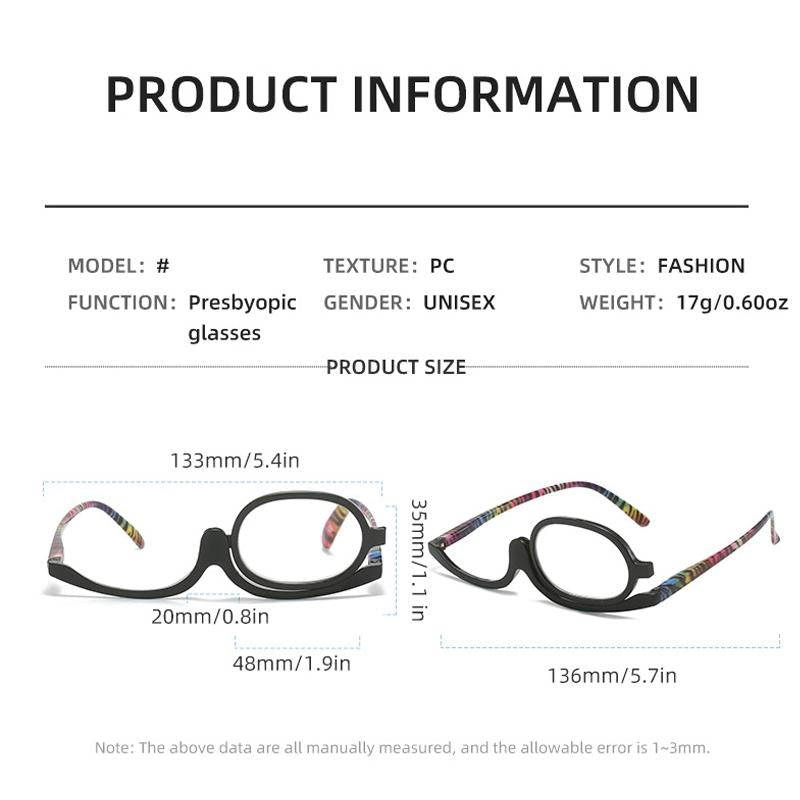 Makeup Presbyopic Glasses Monolithic Reading Glass Magnifying Glass, Degree: +100(Black)