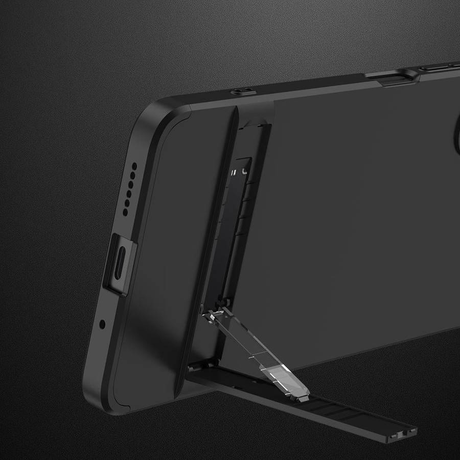 For Xiaomi Redmi 12 5G GKK Three Stage Splicing Full Coverage PC Phone Case with Stand(Black)