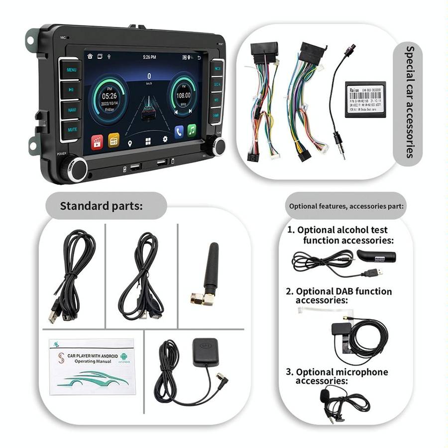 S9070 For Volkswagen 7 inch Portable Car MP5 Player Support CarPlay / Android Auto, Specification...
