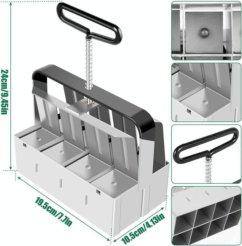 Handheld Seedling Soil Blocker Makes Eight 2 by 2 Inches Soil Blocks for Garden Prep
