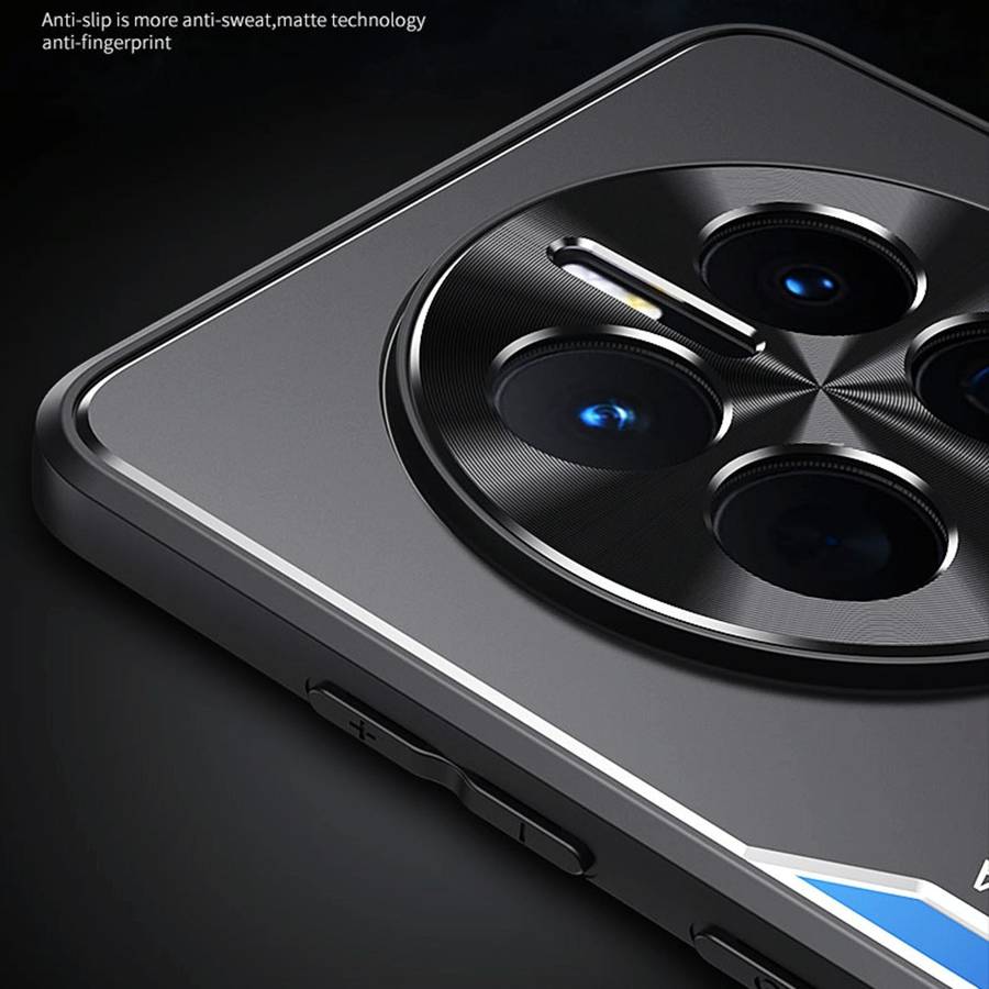 For Huawei Mate 50 Pro Blade Series TPU + Titanium Alloy with Holder Phone Case(Black Blue)