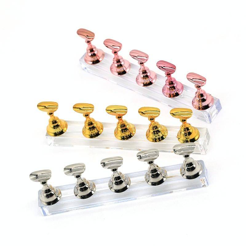 2 PCS Nail Art Chessboard Holder Nail Sheet Acrylic Base Practice Stand(Pink)