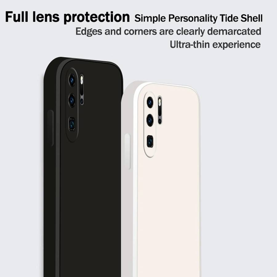 For Huawei P30 Pro Solid Color Imitation Liquid Silicone Straight Edge Dropproof Full Coverage Pr...