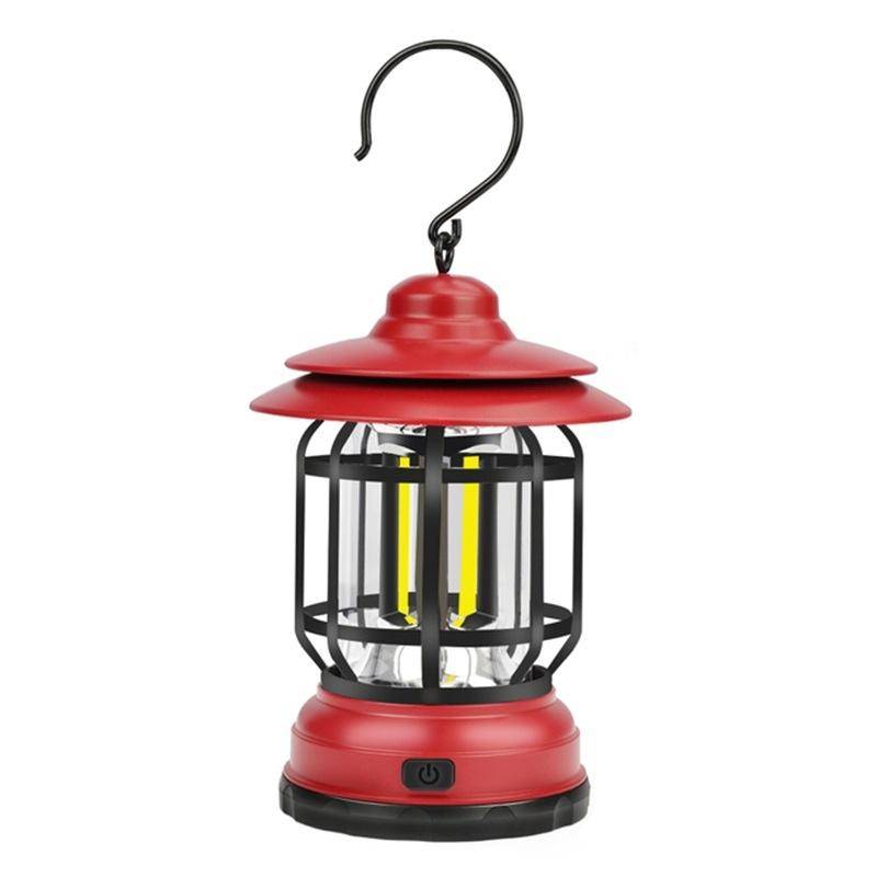 Portable Retro Hanging Lamp Lantern Camping Tent Light, Type:USB Charging(Red)