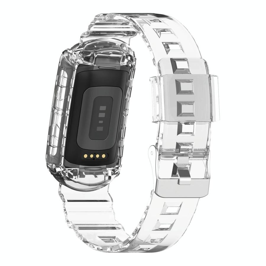 For Fitbit Charge 5 Silicone One Body Armor Watch Band(Transparent)