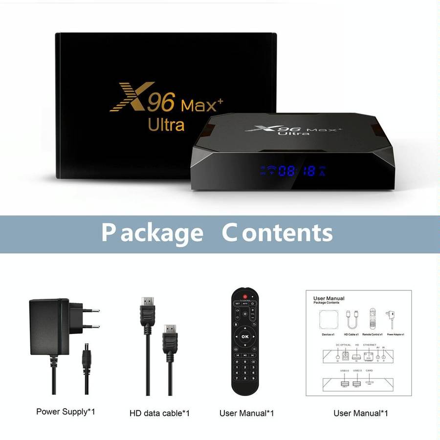 X96 Max+ Ultra 4GB+64GB Amlogic S905X4 8K Smart TV BOX Android 11.0 Media Player, Plug Type:UK Plug
