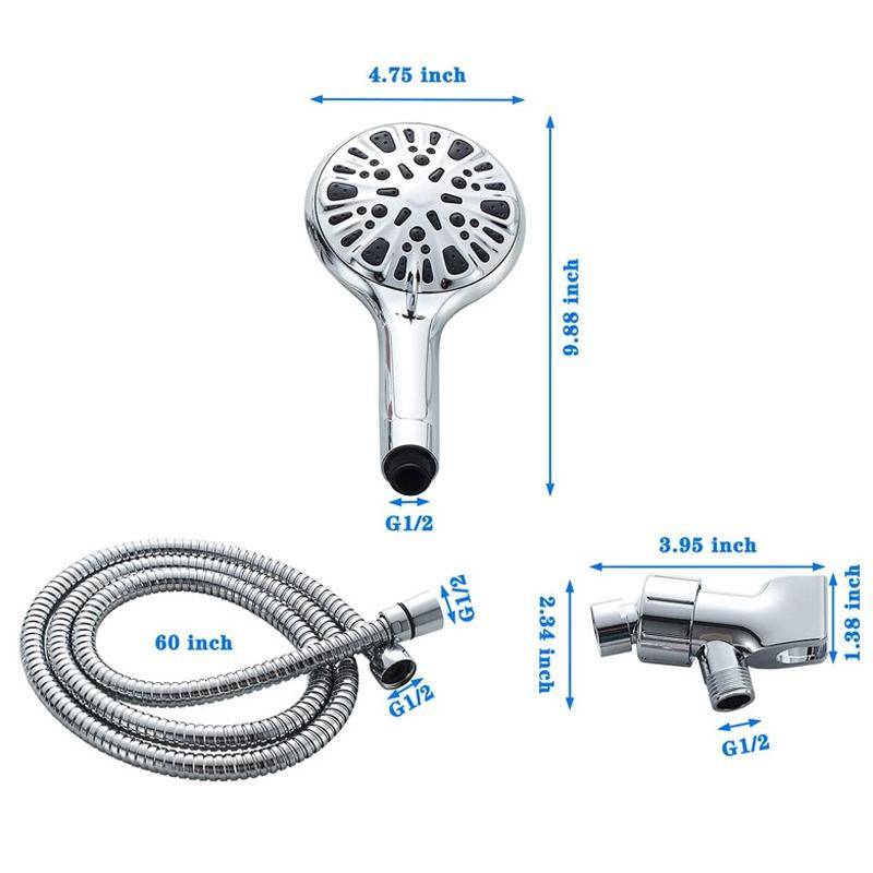 9 Functions Handheld Shower Pressurized Shower With Water Off and Pause, Style: Shower Kit