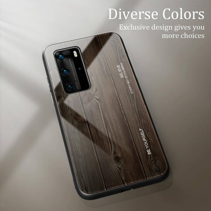For Huawei P40 Pro Wood Grain Glass Protective Case(M01)