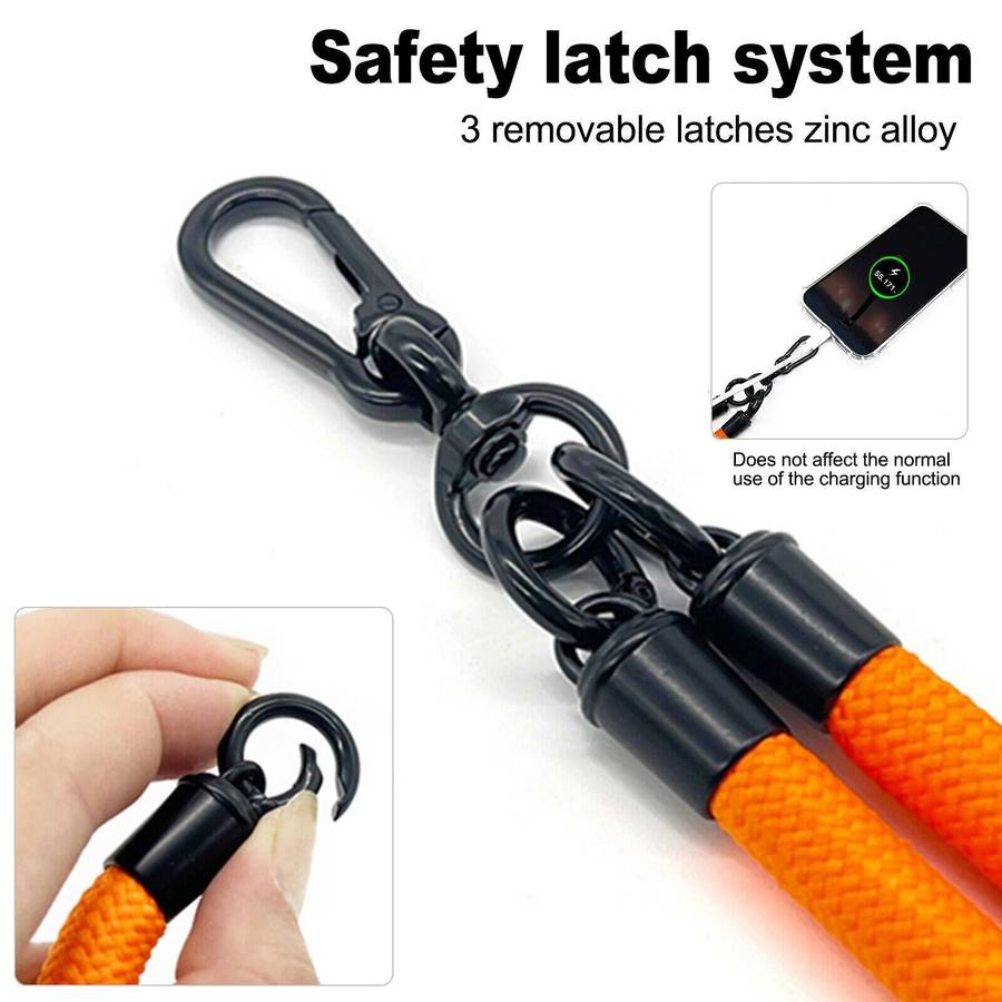10mm Thick Rope Mobile Phone Lanyard Spacer Adjustable Anti Theft Phone Strap(NO.7 White Orange)