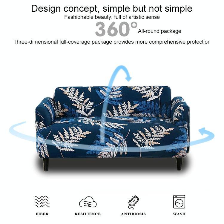 Double Seat Four Seasons Printing Full Coverage Elastic Non-slip Sofa Cover(Flower Blooming Grey)