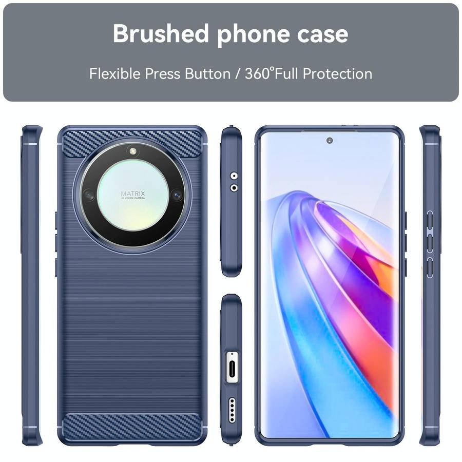 For Honor X9a Brushed Texture Carbon Fiber TPU Phone Case(Blue)