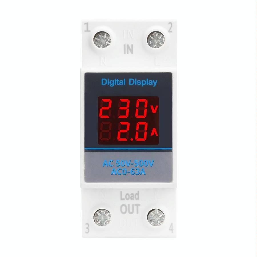SINOTIMER SDM002 Household DIN Rail Single-Phase AC Dual Display Voltage And Current Meter(100A E...