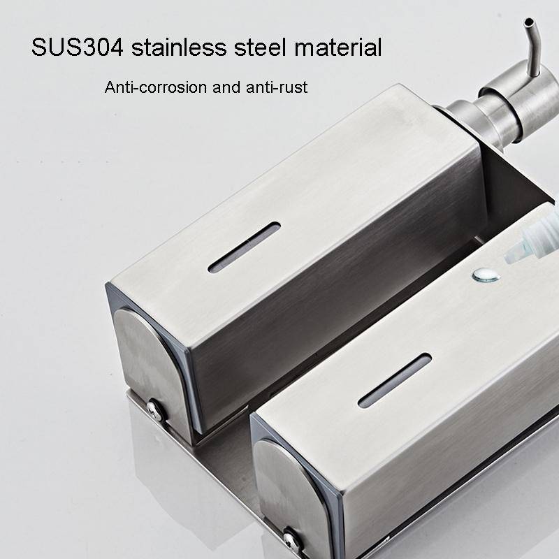 Hotel Stainless Steel Soap Dispenser Home Wall Mounted No Punch Press To Soap Bottle, Style: Squa...