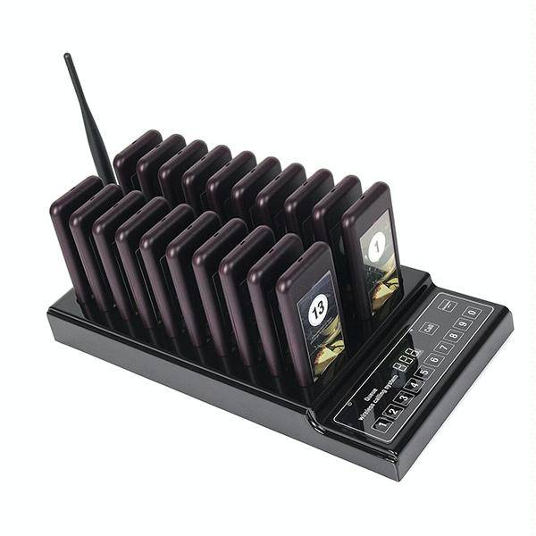 QC100 999 Channel Restaurant Wireless Paging Queuing Calling System with 20 Call Coaster Pagers, ...