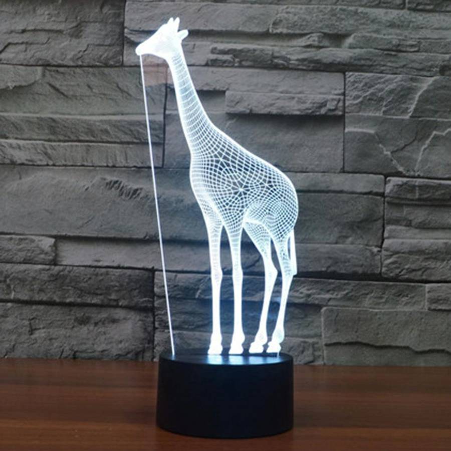 Giraffe Style 3D Touch Switch Control LED Light , 7 Color Discoloration Creative Visual Stereo La...