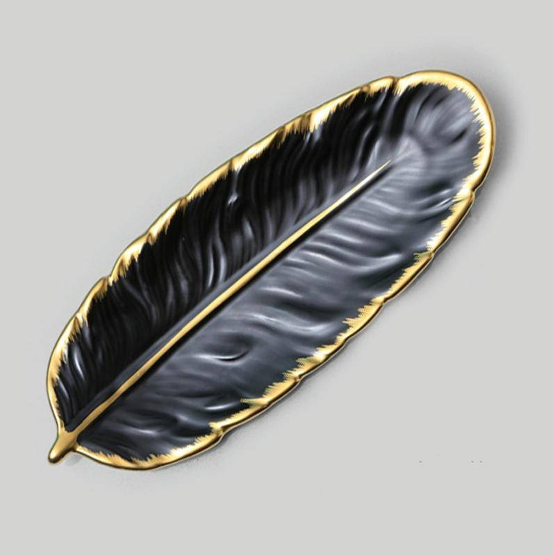 Phnom Penh Ceramic Dessert Plate Feather Plate Banana Leaf Fruit Dried Fruit Storage Tray, Size: ...