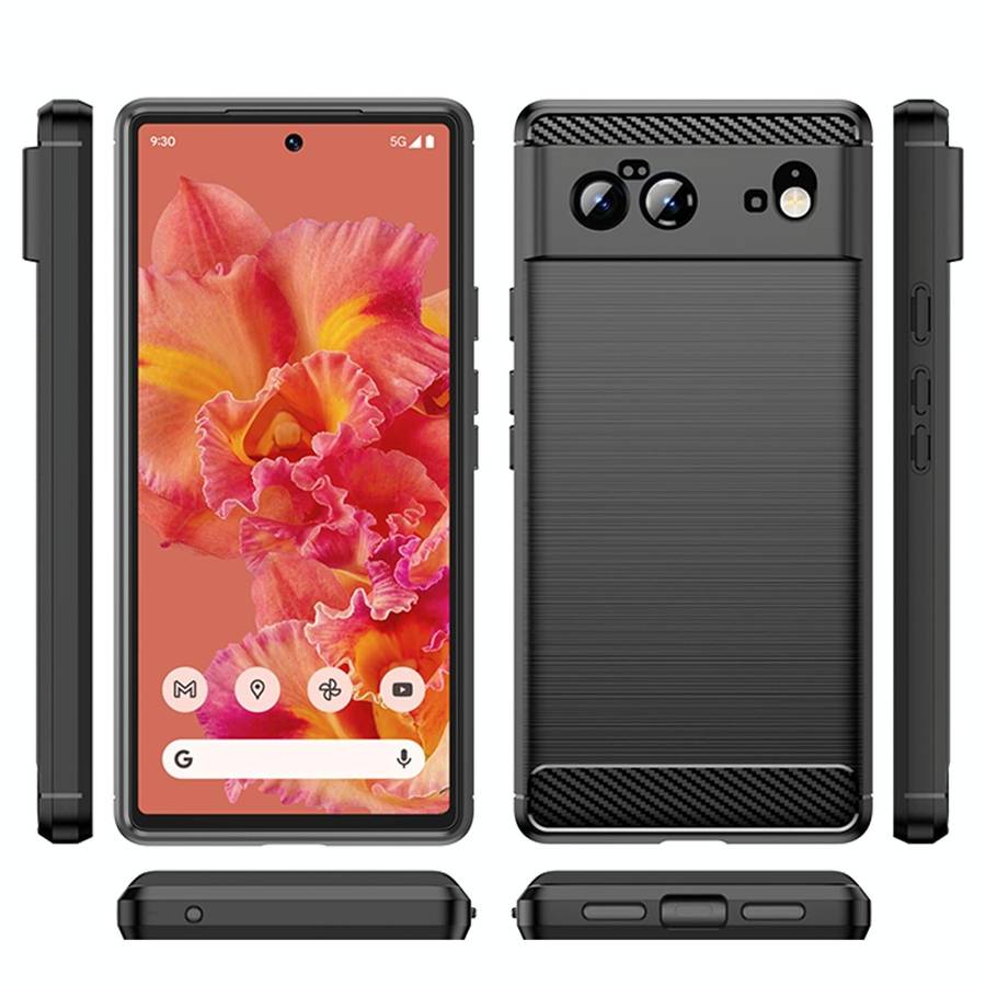 For Google Pixel 6 Brushed Texture Carbon Fiber TPU Case(Black)