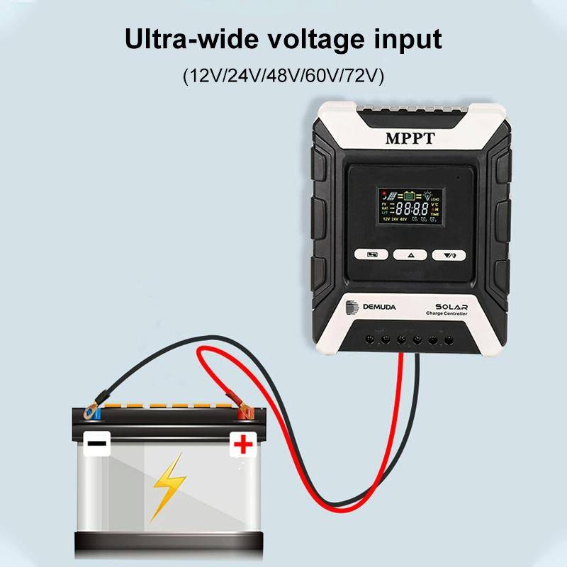 MPPT Solar Controller 12V / 24V / 48V Automatic Identification Charging Controller with Dual USB ...