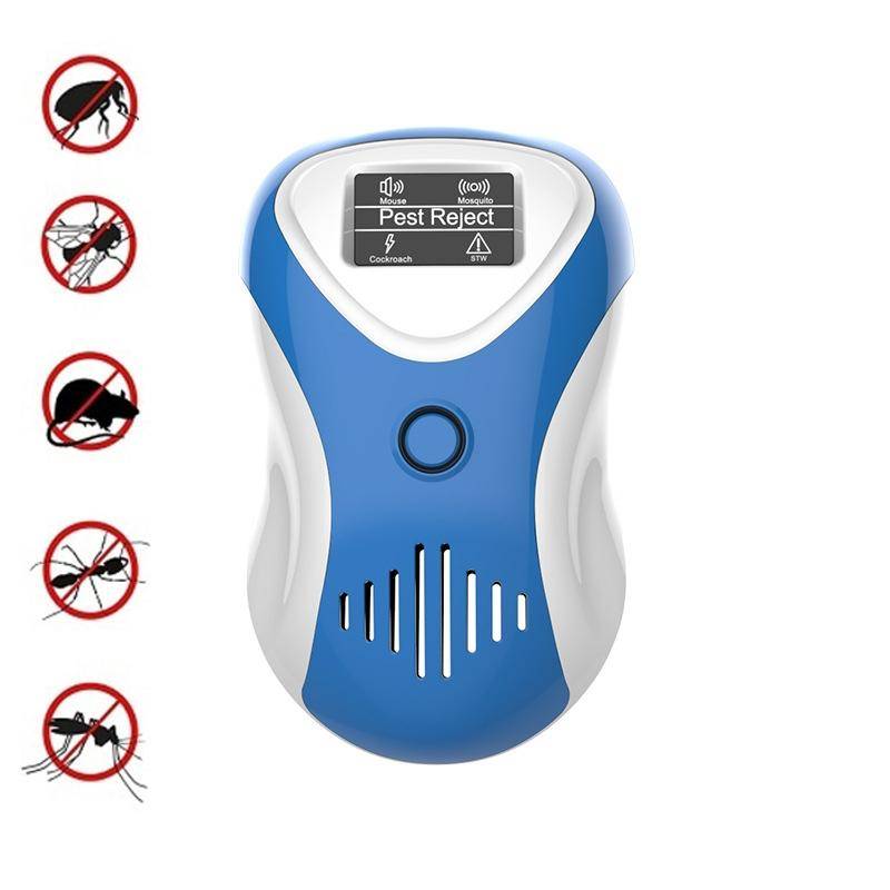 Ultrasonic Mouse Repeller Energy-Saving Silent Insect Repeller, Plug Type:UK Plug(Blue White)