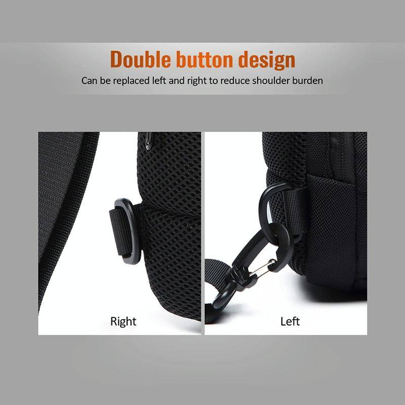 OZUKO 9223 Anti-theft Men Chest Bag Waterproof Crossbody Bag with External USB Charging Port, Sty...