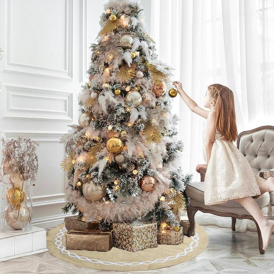 Christmas Decorations Jute Cloth Tree Skirt Tree Bottom Decoration Christmas Tree Apron
