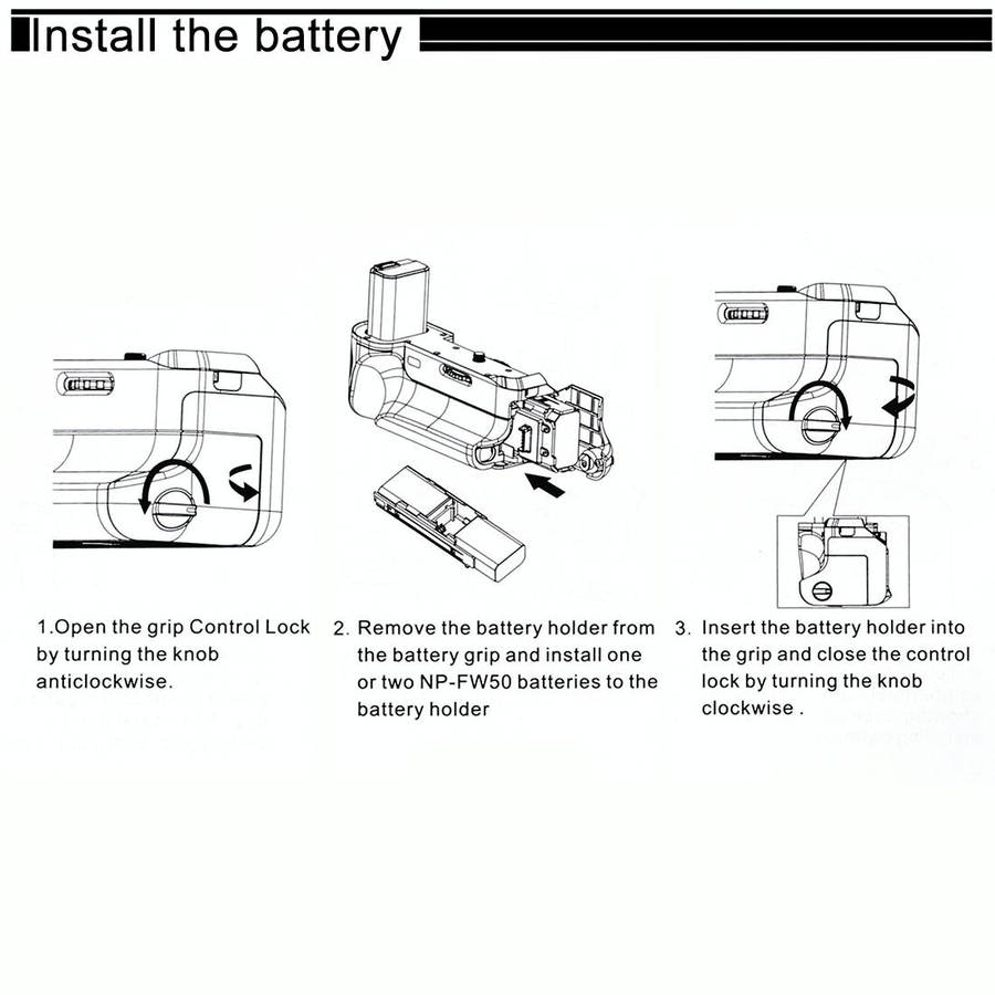 PULUZ Vertical Camera Battery Grip for Sony A6300 Digital SLR Camera