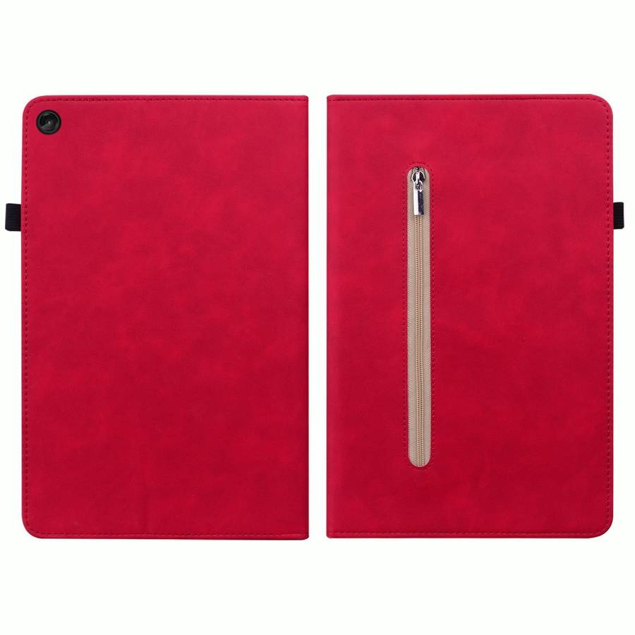 For Lenovo Tab M10 Plus 10.6 3rd Gen 2022 Skin Feel Solid Color Zipper Leather Tablet Case(Red)
