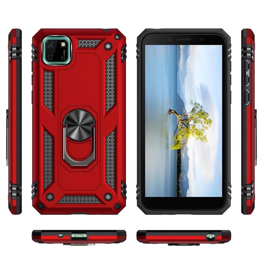 For Huawei Y5p Shockproof TPU + PC Protective Case with 360 Degree Rotating Holder(Black)