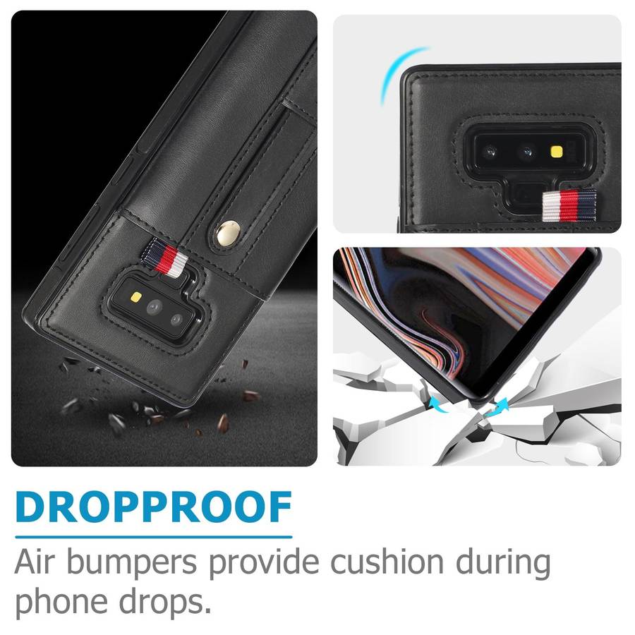 For Samsung Galaxy Note9 Wristband Kickstand Wallet Leather Phone Case(Black)