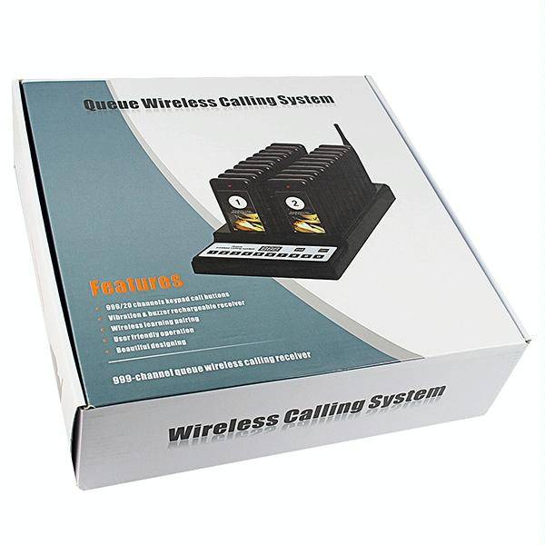 QC100 999 Channel Restaurant Wireless Paging Queuing Calling System with 20 Call Coaster Pagers, ...