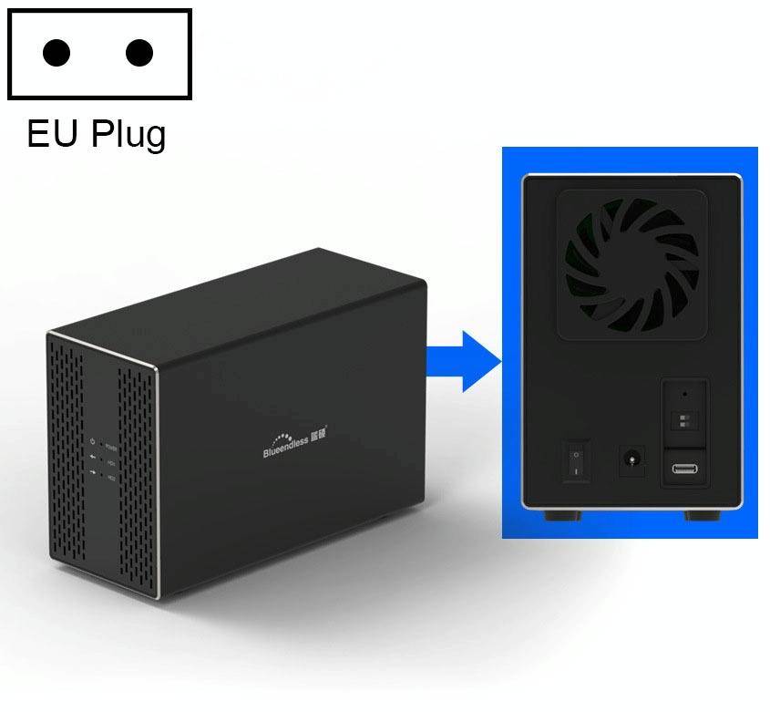 Blueendless Type-C / USB-C Interface 3.5 inch 2 Bay RAID Combination Array HDD External Enclosure...