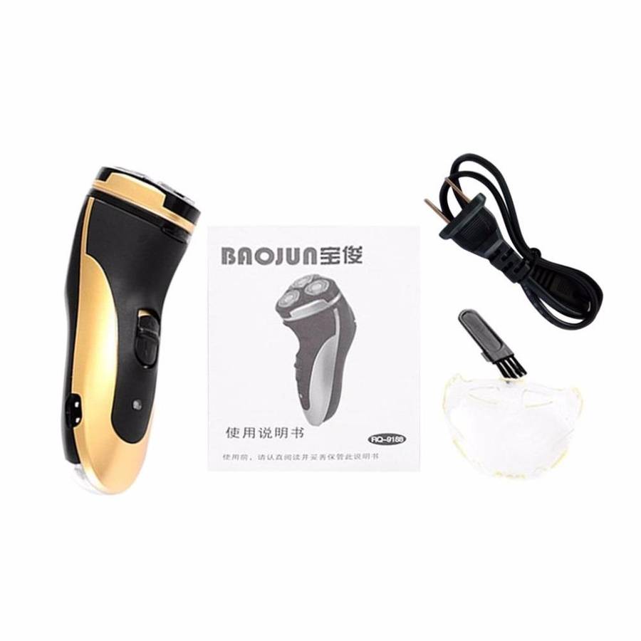 3 Blades Rotating Electric Shavers Men Rechargeable Razor with LED Lighting Function(Gold)