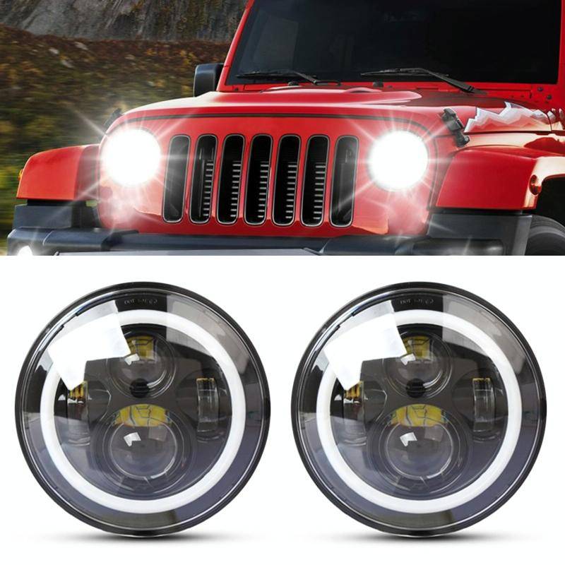 2 PCS 7 inch IP68 Waterproof 6500K 75W CREE LED Headlight Hi/Lo Beam Driving Lamp for Jeep Wrangl...