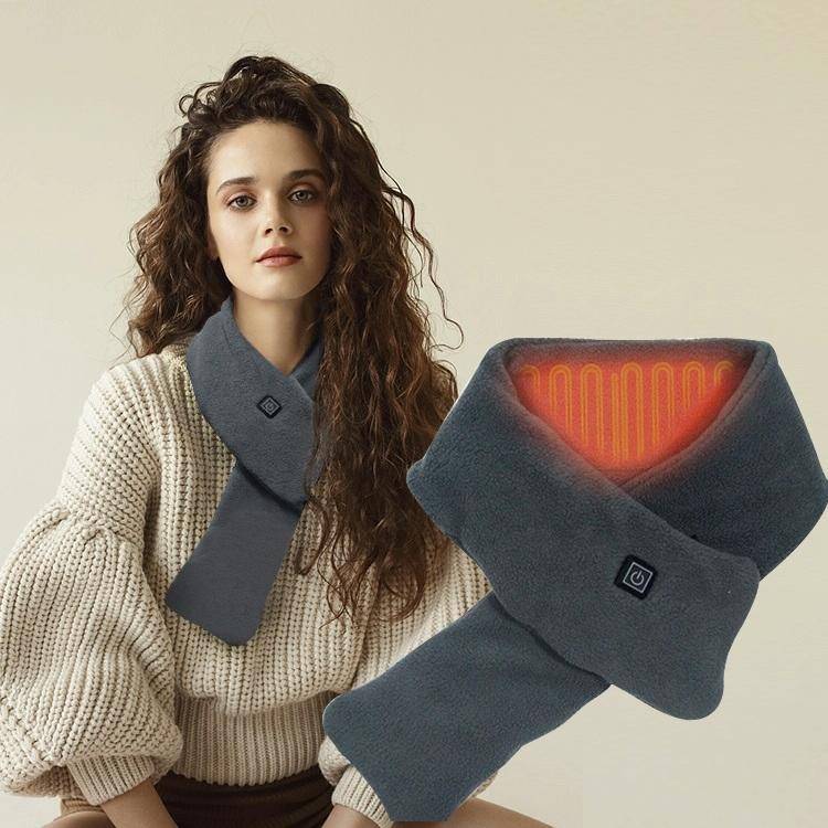 Heated Scarf Three Gear Adjustment Warm Fleece Cold Scarf(Black)