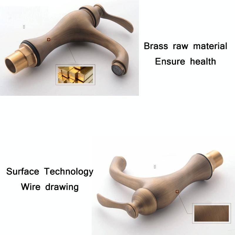 YP-5335 Antique Copper Single-Hole Under-Counter Basin Hot & Cold Water Faucet