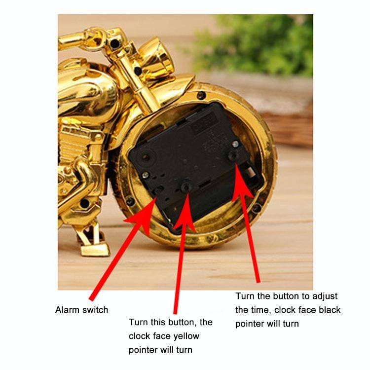 Cartoon Motorcycle Alarm Clock Bedroom Plastic Pointer Alarm Clock, Size: 23*13*6cm(Black)