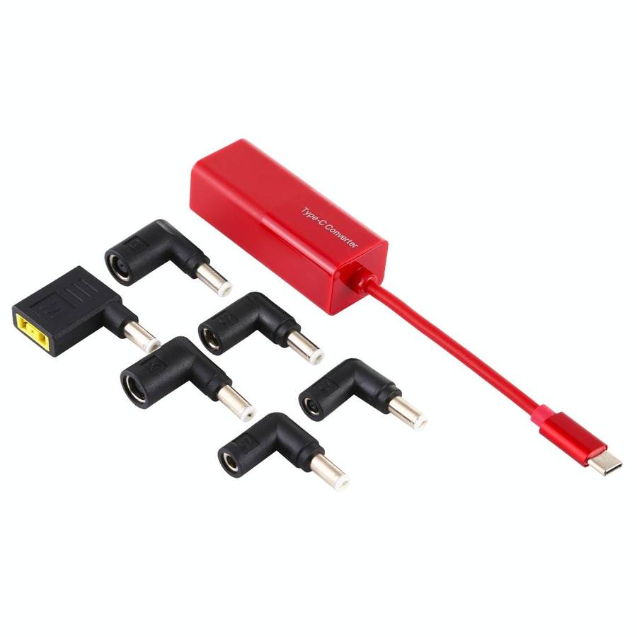 Laptop Power Adapter 65W USB-C / Type-C Converter to 6 in 1 Power Adapter (Red)
