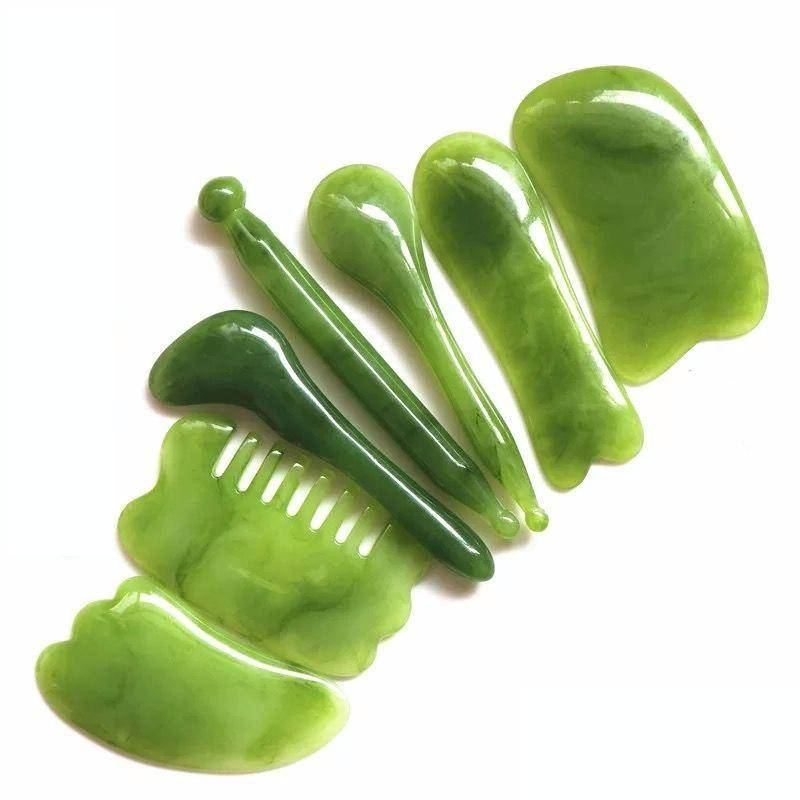 7PCS/Set Facial Tendon Stick Facial Scraping Board Meridian Acupuncture Pen, Shape: Green