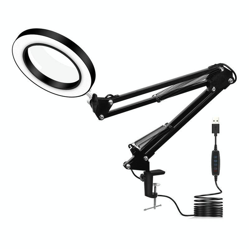 LED Eye Protection Reading Book Light USB Folding Clip Magnifying Glass Electronic Maintenance Li...