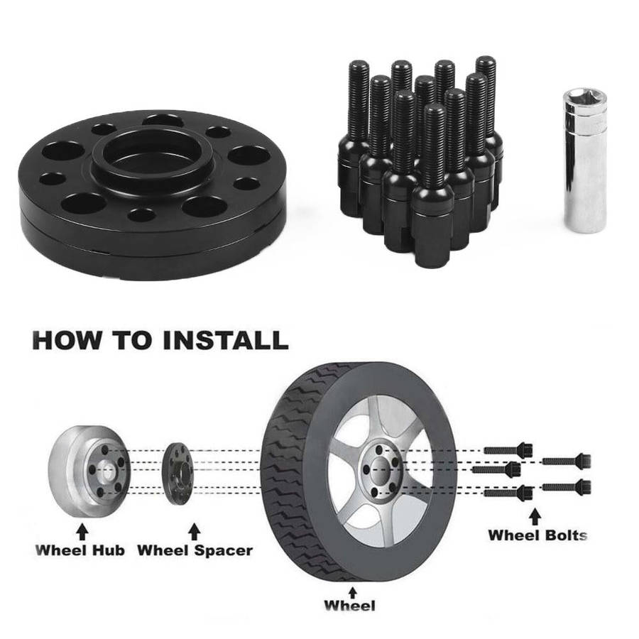 For Mercedes-Benz 20mm Car Modified Wheel Hub Flange Center Wheel Spacer with M12x1.5 Screws (Black)
